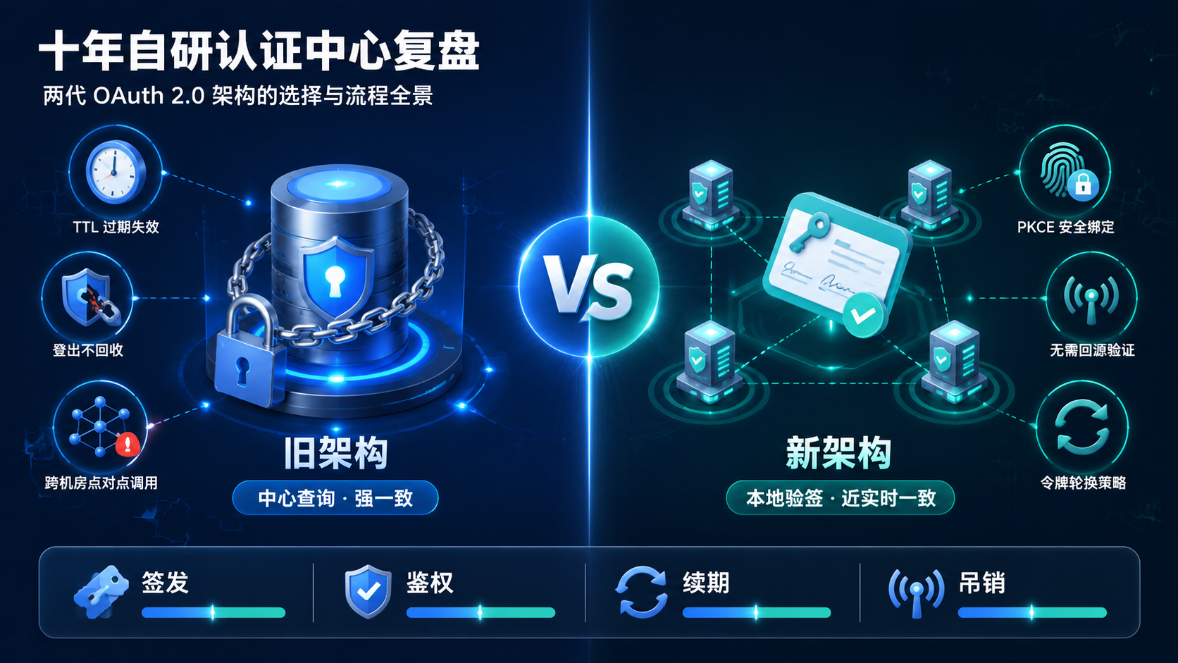 十年自研认证中心复盘：从令牌查找键到 JWT 本地验签，两代 OAuth 2.0 架构的选择背景与流程全景